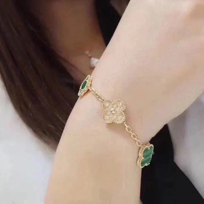 [BLUE TEARS] CLOVER 5 MOTIF MALACHITE BRACELET COLLECTION