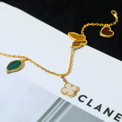 [BLUE TEARS]LUCKY SPRING 5 MOTIF GOLD BRACELET