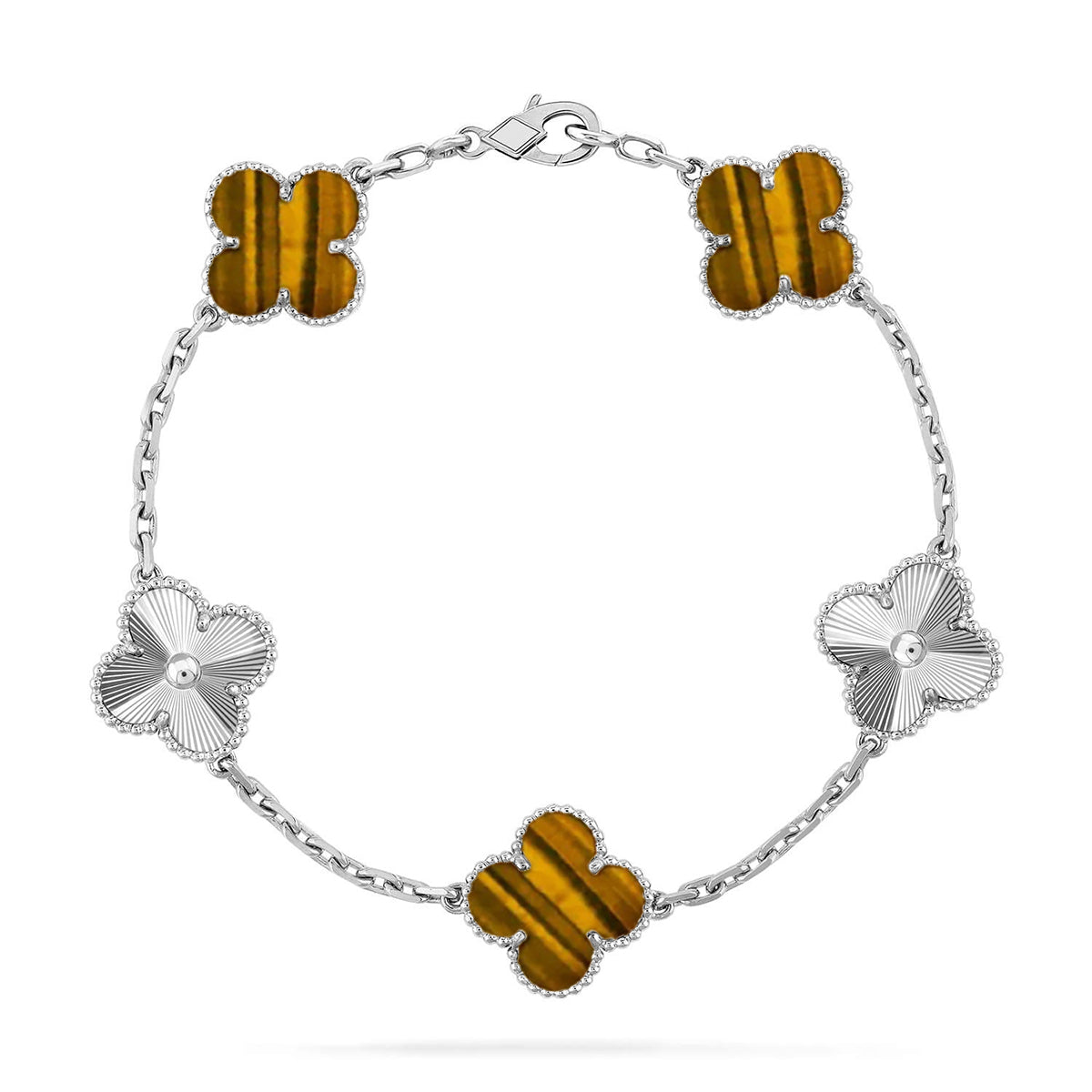 [BLUE TEARS] CLOVER 5 MOTIFS TIGER EYE BRACELET COLLECTION
