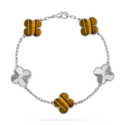 [BLUE TEARS] CLOVER 5 MOTIFS TIGER EYE BRACELET COLLECTION