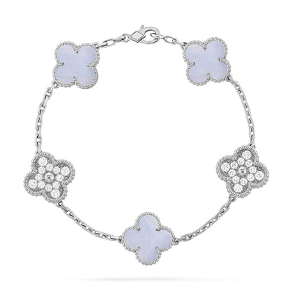 [BLUE TEARS] CLOVER 5 MOTIF PURPLE CHALCEDONY BRACELET COLLECTION