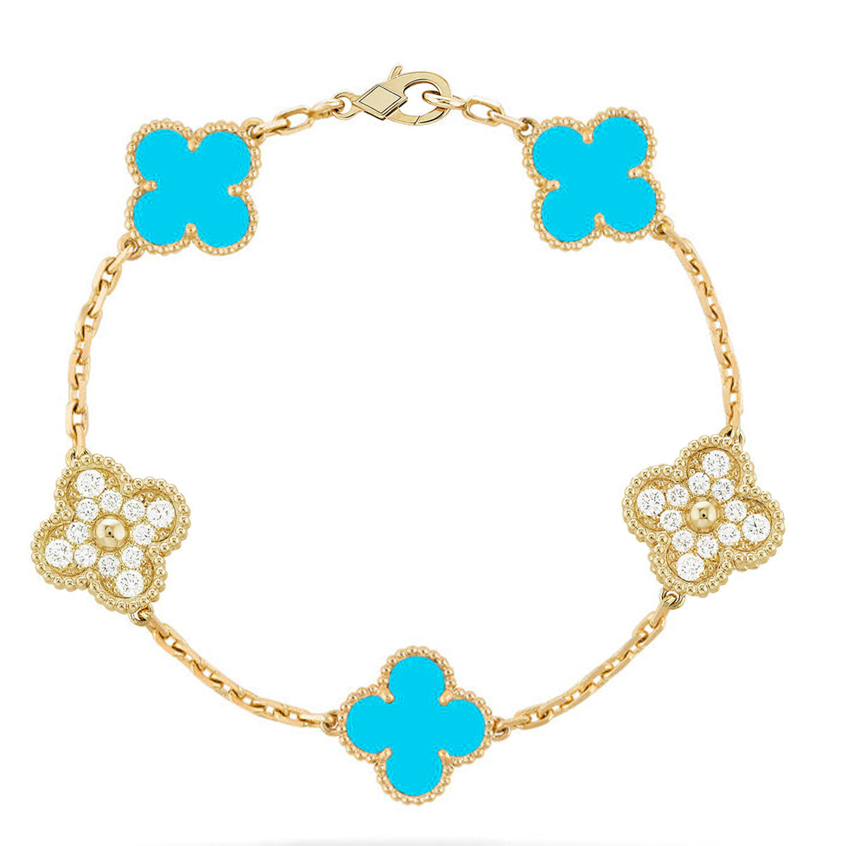 [BLUE TEARS] CLOVER 5 MOTIF TURQUOISE BRACELET COLLECTION