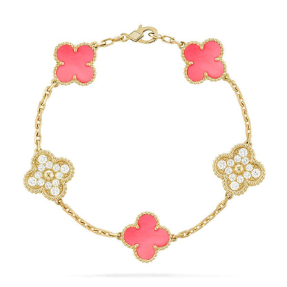 [BLUE TEARS] CLOVER 5 MOTIFS  PINK MOP BRACELET COLLECTION