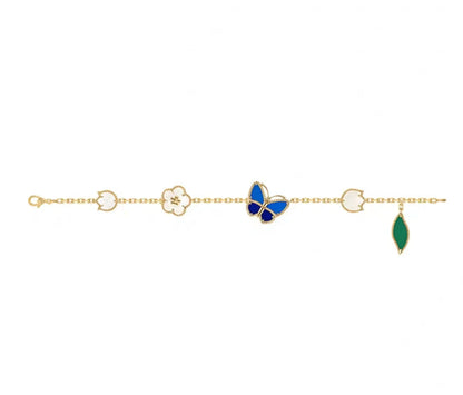 [BLUE TEARS]LUCKY SPRING GOLD BLUESTONE WHITE MOTHER-OF-PEARL BRACELET
