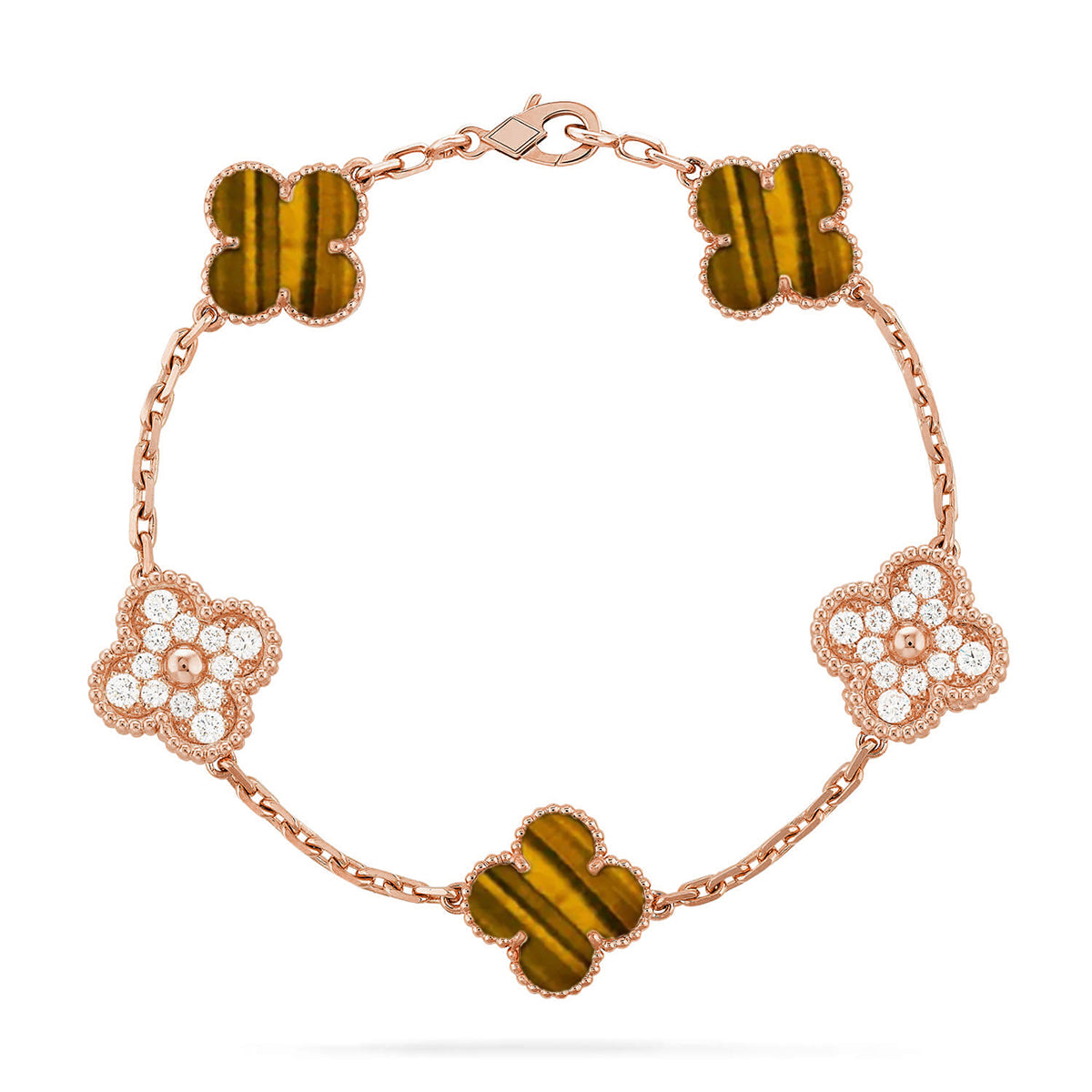 [BLUE TEARS] CLOVER 5 MOTIFS TIGER EYE BRACELET COLLECTION