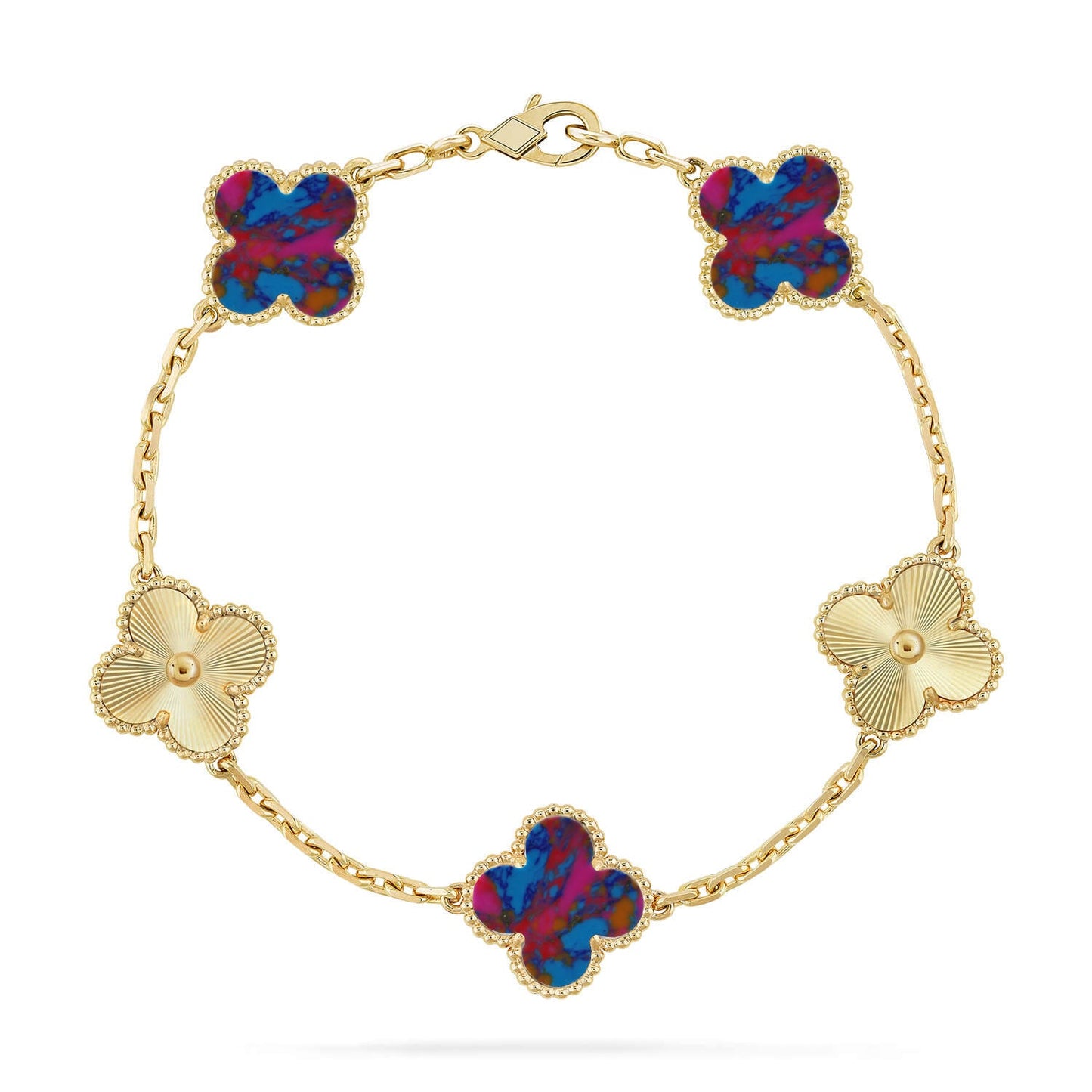 [BLUE TEARS]CLOVER 5 MOTIF COLOR GEMSTONES BRACELET COLLECTION