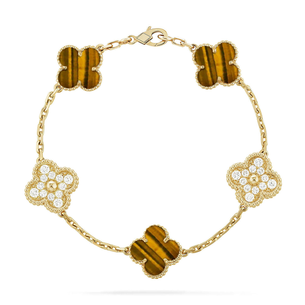 [BLUE TEARS] CLOVER 5 MOTIFS TIGER EYE BRACELET COLLECTION
