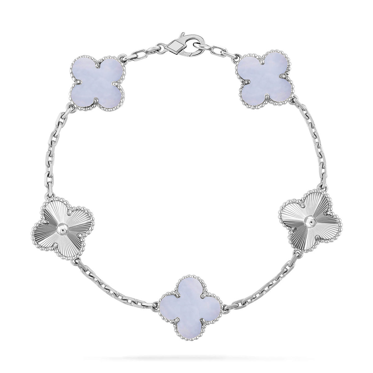 [BLUE TEARS] CLOVER 5 MOTIF PURPLE CHALCEDONY BRACELET COLLECTION