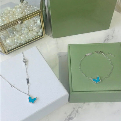 [BLUE TEARS]BUTTERFLY TURQUOISE BUTTERFLY BRACELET SILVER