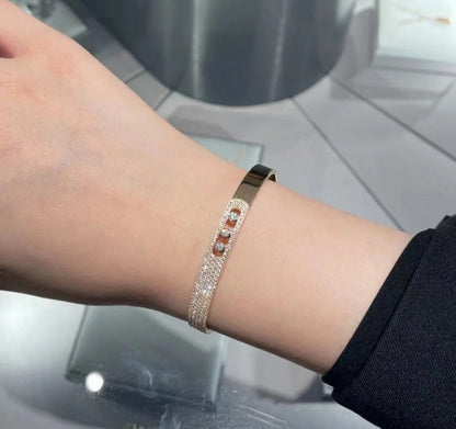 [Blue Tears Jewelry]Move Noa Rose Gold Pav¨¦ Diamond Bangle Bracelet