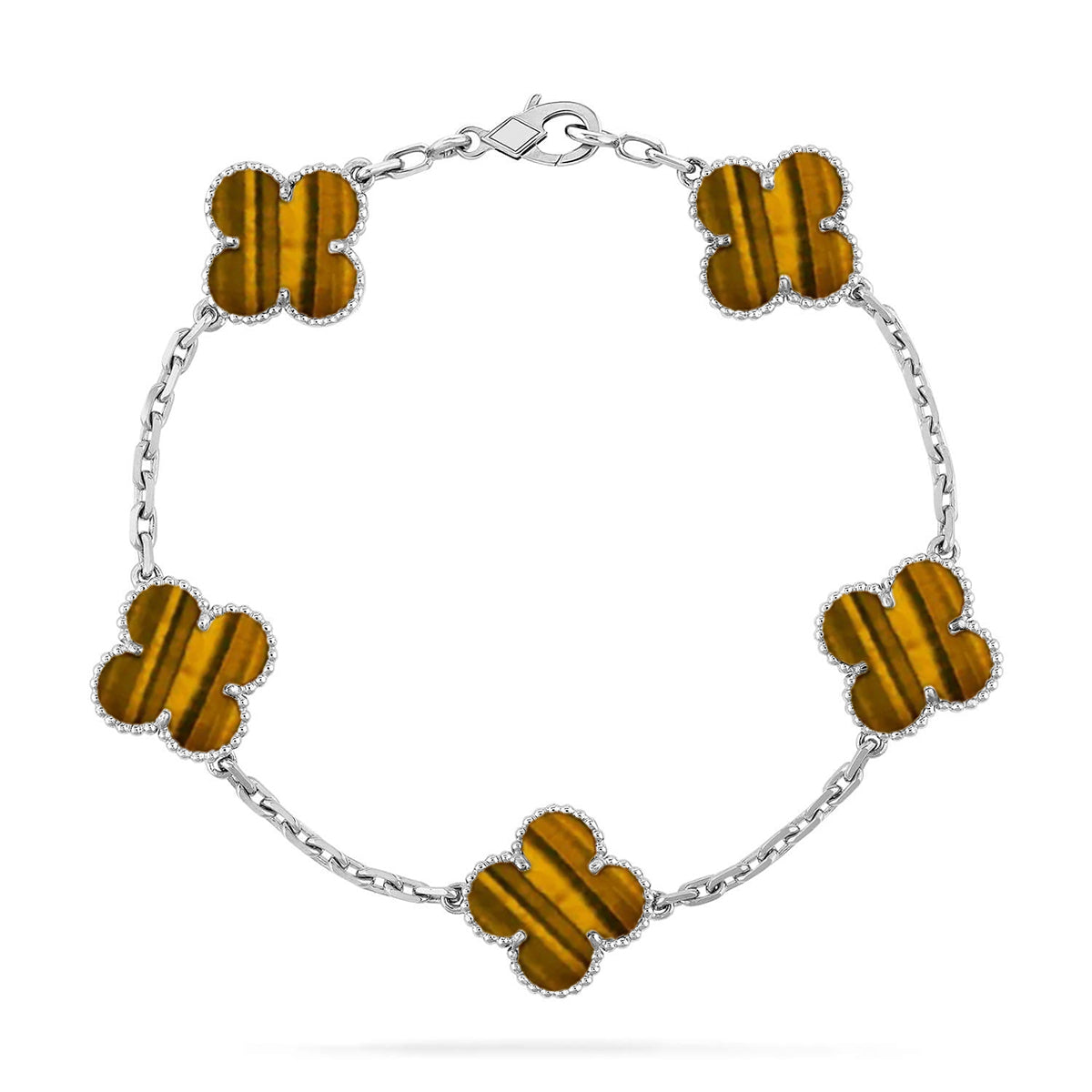 [BLUE TEARS] CLOVER 5 MOTIFS TIGER EYE BRACELET COLLECTION
