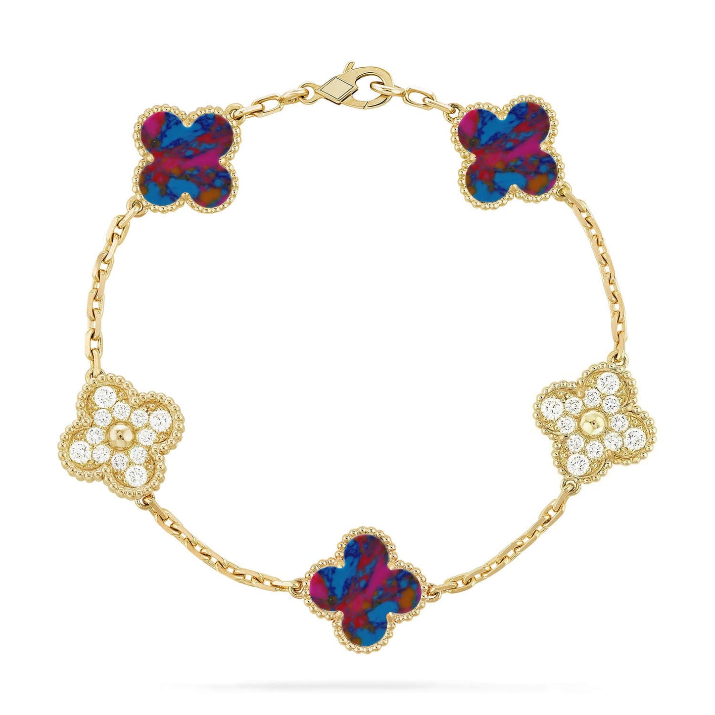 [BLUE TEARS]CLOVER 5 MOTIF COLOR GEMSTONES BRACELET COLLECTION