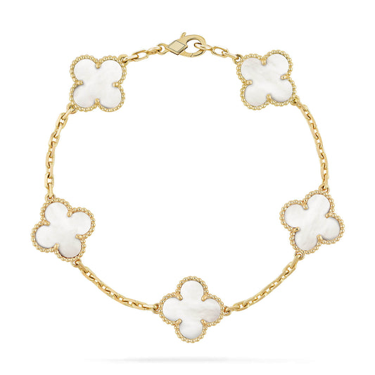 [BLUE TEARS]CLOVER  5 MOTIF WHITE MOP BRACELET