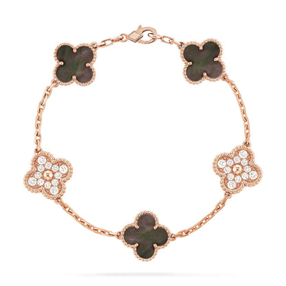 [BLUE TEARS]CLOVER 5 MOTIF GRAY MOP DIAMOND BRACELET