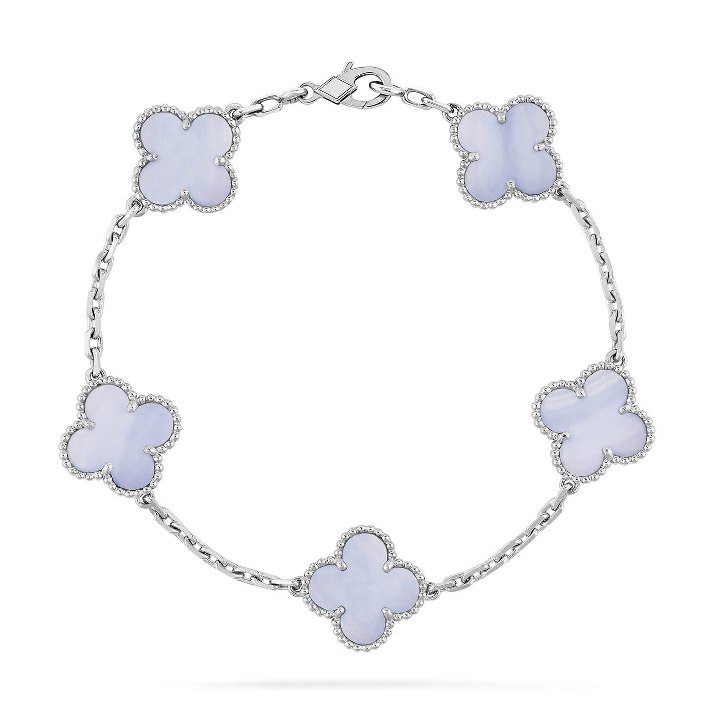 [BLAUE TRÄNEN]KLEE 5 MOTIV LILA CHALCEDON ARMBAND SILBER 