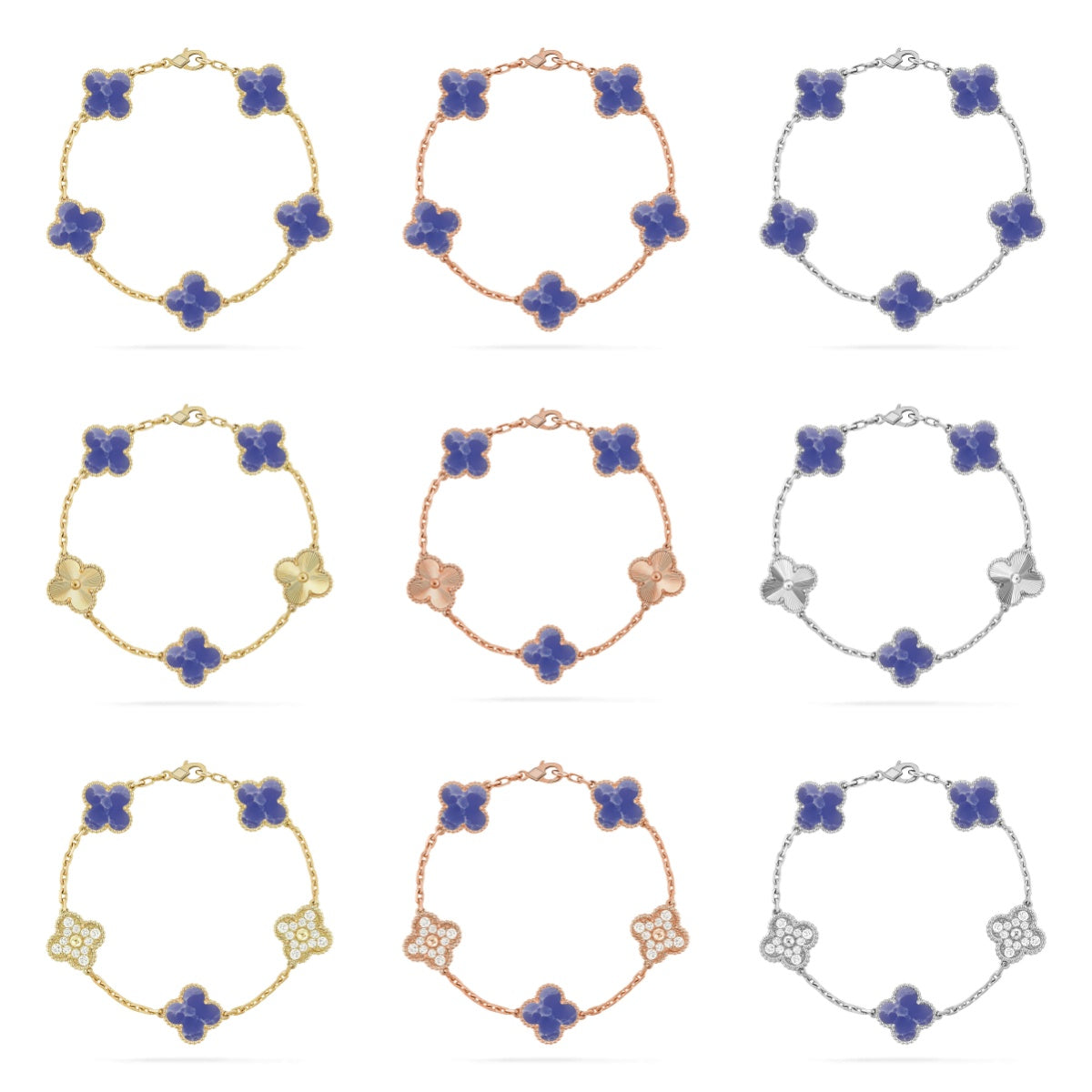 [BLUE TEARS]CLOVER WHITE PEARL MOP 5 MOTIF BRACELET COLLECTION