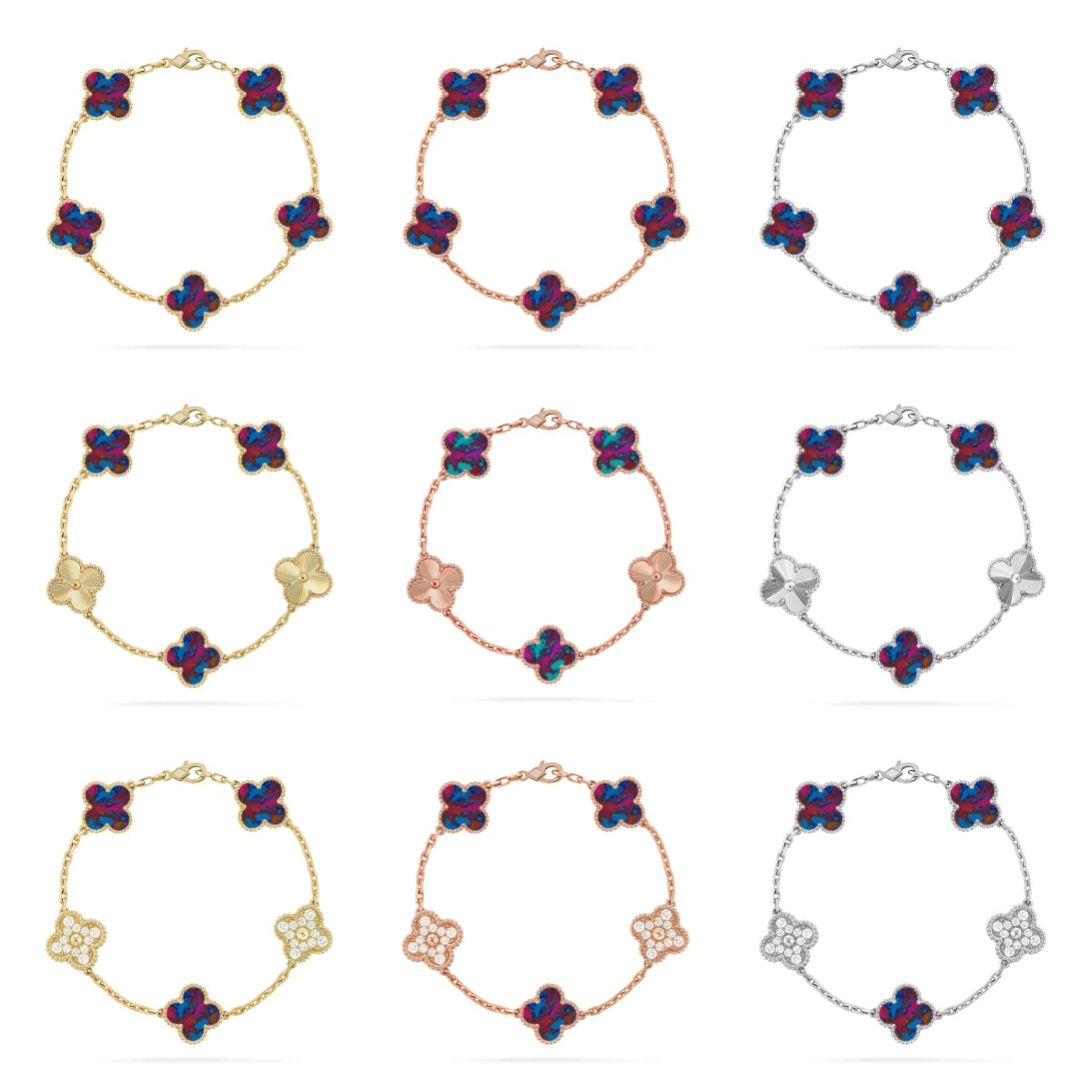 [BLUE TEARS]CLOVER 5 MOTIF COLOR GEMSTONES BRACELET COLLECTION