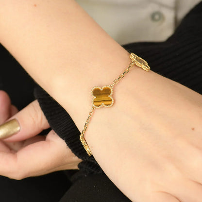 [BLUE TEARS] CLOVER 5 MOTIFS TIGER EYE BRACELET COLLECTION
