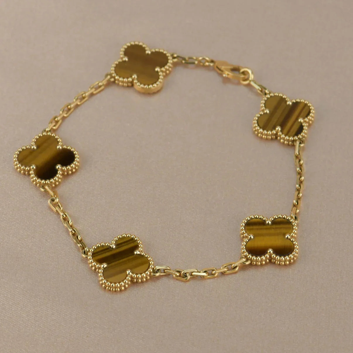 [BLUE TEARS] CLOVER 5 MOTIFS TIGER EYE BRACELET COLLECTION