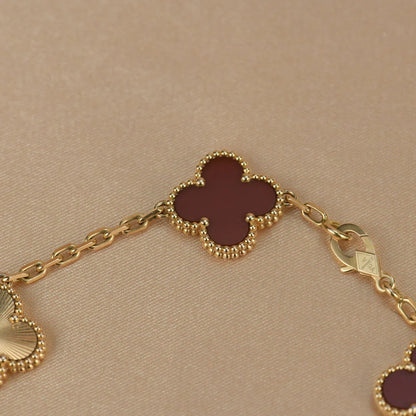 [BLUE TEARS] CLOVER 5 MOTIF RED CORNELIAN BRACELET COLLECTION