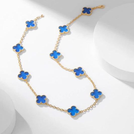 [BLUE TEARS]CLOVER 10 MOTIFS LASER NECKLACE