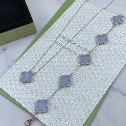 [BLAUE TRÄNEN]KLEE 5 MOTIV LILA CHALCEDON ARMBAND SILBER 