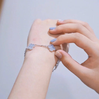 [BLUE TEARS] CLOVER 5 MOTIF PURPLE CHALCEDONY BRACELET COLLECTION