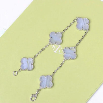 [BLUE TEARS] CLOVER 5 MOTIF PURPLE CHALCEDONY BRACELET COLLECTION