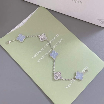 [BLUE TEARS] CLOVER 5 MOTIF PURPLE CHALCEDONY BRACELET COLLECTION