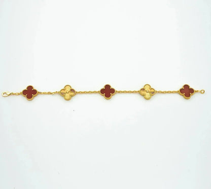 [BLUE TEARS] CLOVER 5 MOTIF RED CORNELIAN BRACELET COLLECTION