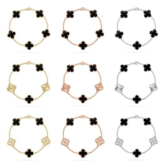 [BLUE TEARS] CLOVER 5 MOTIF ONYXS BRACELET COLLECTION