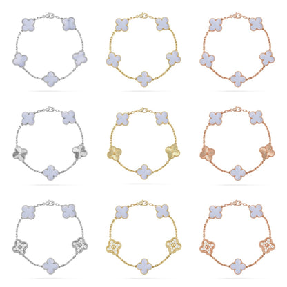 [BLUE TEARS] CLOVER 5 MOTIF PURPLE CHALCEDONY BRACELET COLLECTION