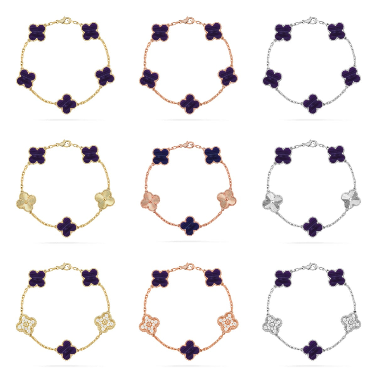 [BLUE TEARS]CLOVER WHITE PEARL MOP 5 MOTIF BRACELET COLLECTION