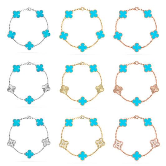[BLUE TEARS] CLOVER 5 MOTIF TURQUOISE BRACELET COLLECTION
