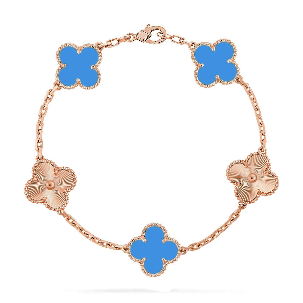 [BLUE TEARS] CLOVER 5 MOTIF BLUE AGATE BRACELET COLLECTION