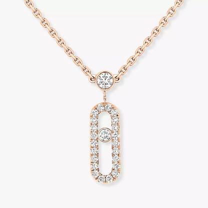 [Blue Tears Jewelry]2 Rows Rose Gold Diamond Pave_ Necklace Move Uno