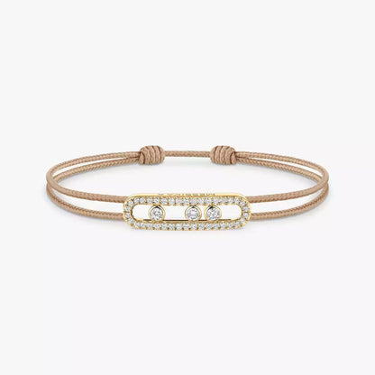 [Blue Tears Jewelry]Messika Care(s) pink cord pav¨¦ bracelet
